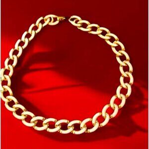 Monet Gold with White Large Chain Collar Necklace